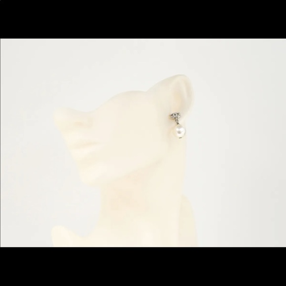 CHANEL CC Logos Rhinestone Pearl Dangle Earrings - Picture 5 of 6